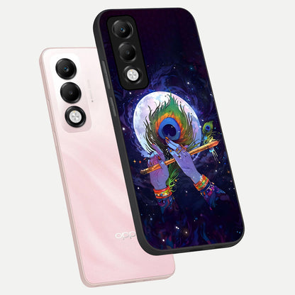  Krishna Hands Art phone case For Oppo K13x 5G showing premium glass back cover with detailed artwork
