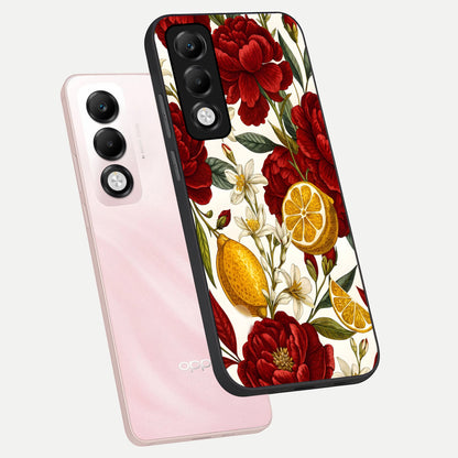  Lemon Rose Charm phone case For Oppo K13x 5G showing premium glass back cover with detailed artwork