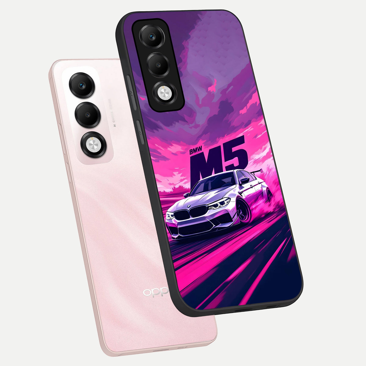 MS Neon Car phone case For Oppo K13x 5G showing premium glass back cover with detailed artwork