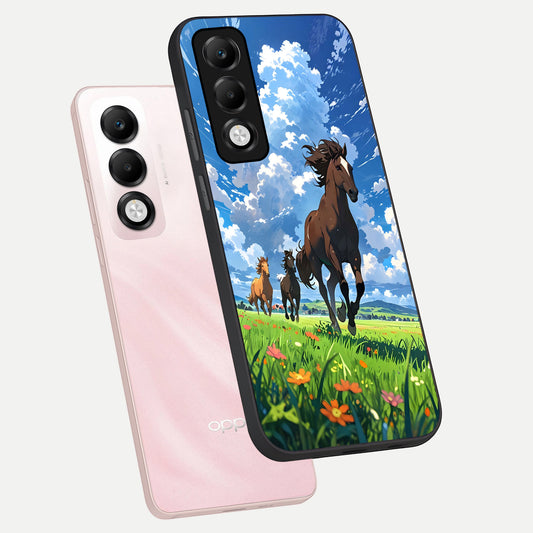  Majestic Horses Galloping phone case For Oppo K13x 5G showing premium glass back cover with detailed artwork
