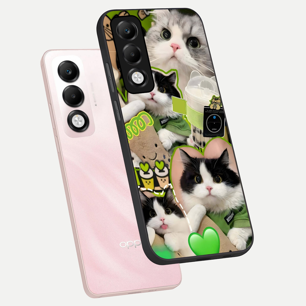  Matcha Cats Mood phone case For Oppo K13x 5G showing premium glass back cover with detailed artwork