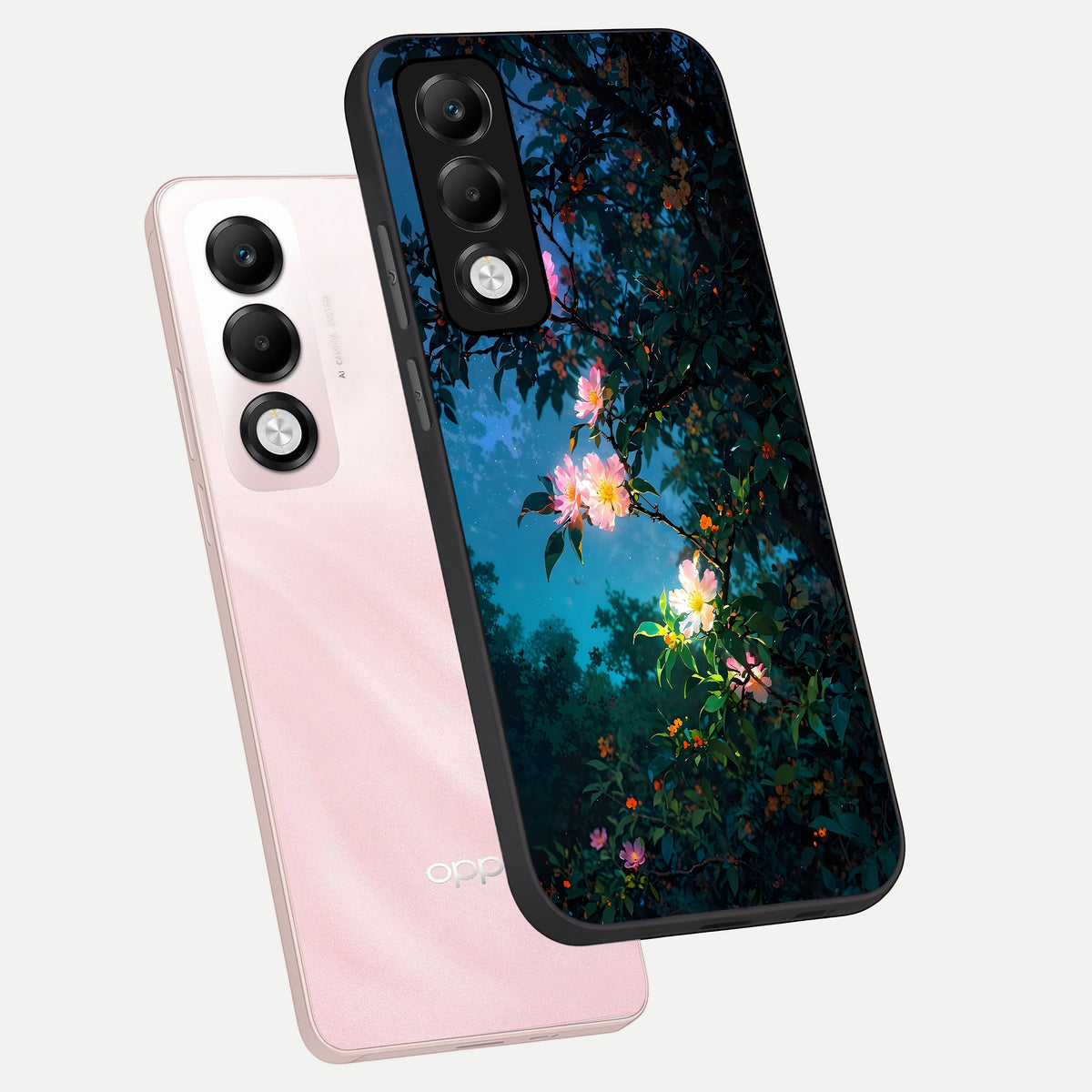  Midnight Bloom Glow phone case For Oppo K13x 5G showing premium glass back cover with detailed artwork