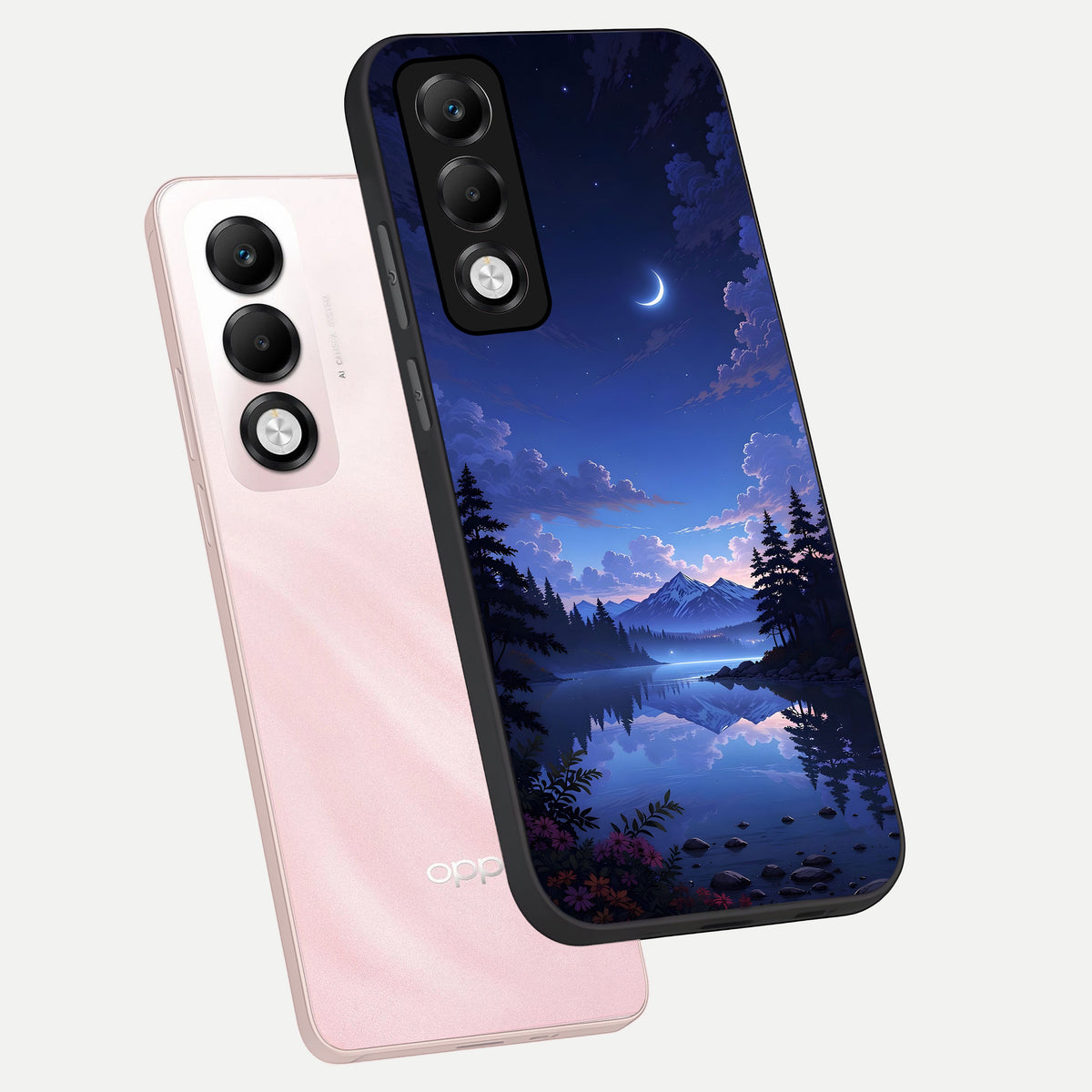  Midnight Lake Peace phone case For Oppo K13x 5G showing premium glass back cover with detailed artwork