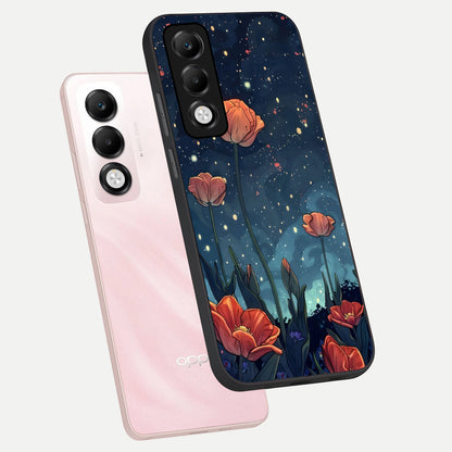  Midnight Tulip Glow phone case For Oppo K13x 5G showing premium glass back cover with detailed artwork