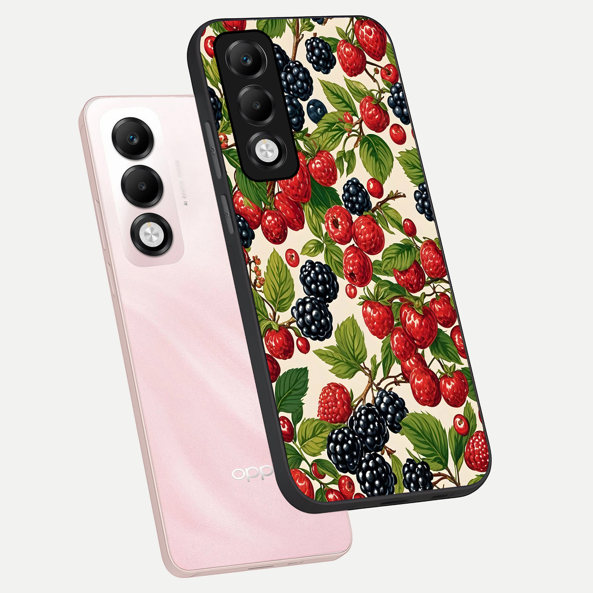  Mixed Berry Collage phone case For Oppo K13x 5G showing premium glass back cover with detailed artwork