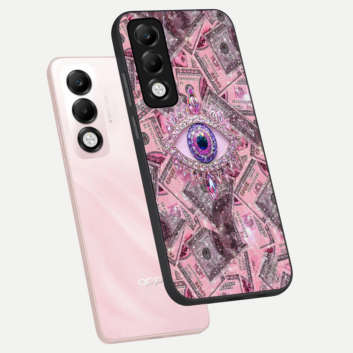  Money Eye Luxe phone case For Oppo K13x 5G showing premium glass back cover with detailed artwork