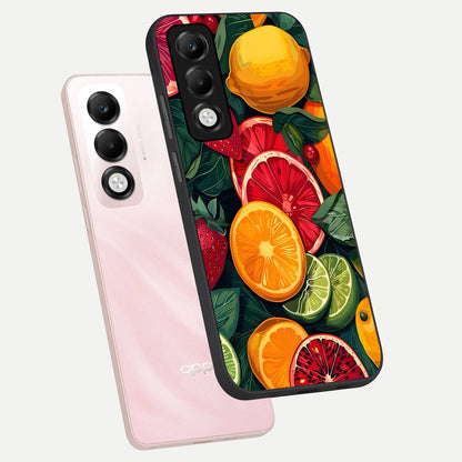  Multiple Fruits phone case For Oppo K13x 5G showing premium glass back cover with detailed artwork