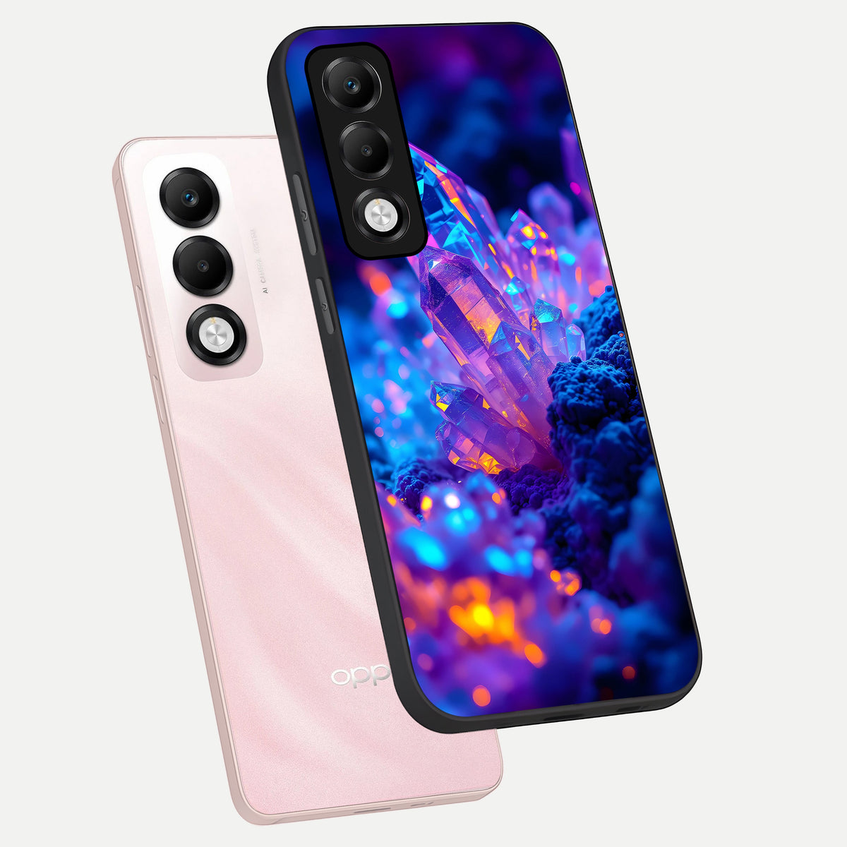  Neon Aura Shards phone case For Oppo K13x 5G showing premium glass back cover with detailed artwork