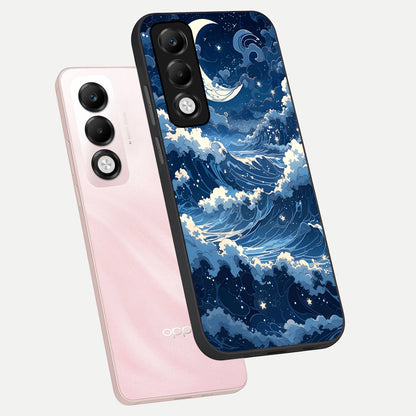  Ocean Moon Waves phone case For Oppo K13x 5G showing premium glass back cover with detailed artwork