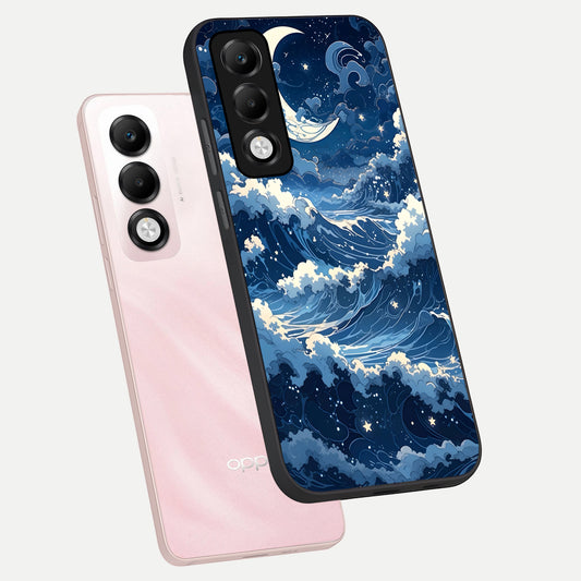  Ocean Moon Waves phone case For Oppo K13x 5G showing premium glass back cover with detailed artwork
