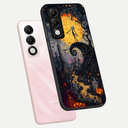  Pumpkin Moon Night phone case For Oppo K13x 5G showing premium glass back cover with detailed artwork
