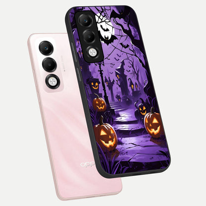  Pumpkin Patch Halloween phone case For Oppo K13x 5G showing premium glass back cover with detailed artwork