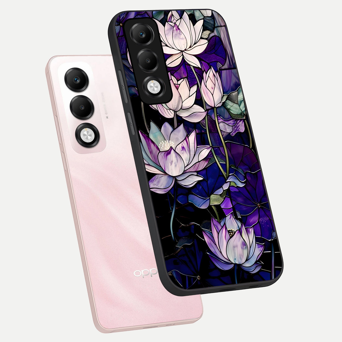  Purple Lotus Pattern phone case For Oppo K13x 5G showing premium glass back cover with detailed artwork