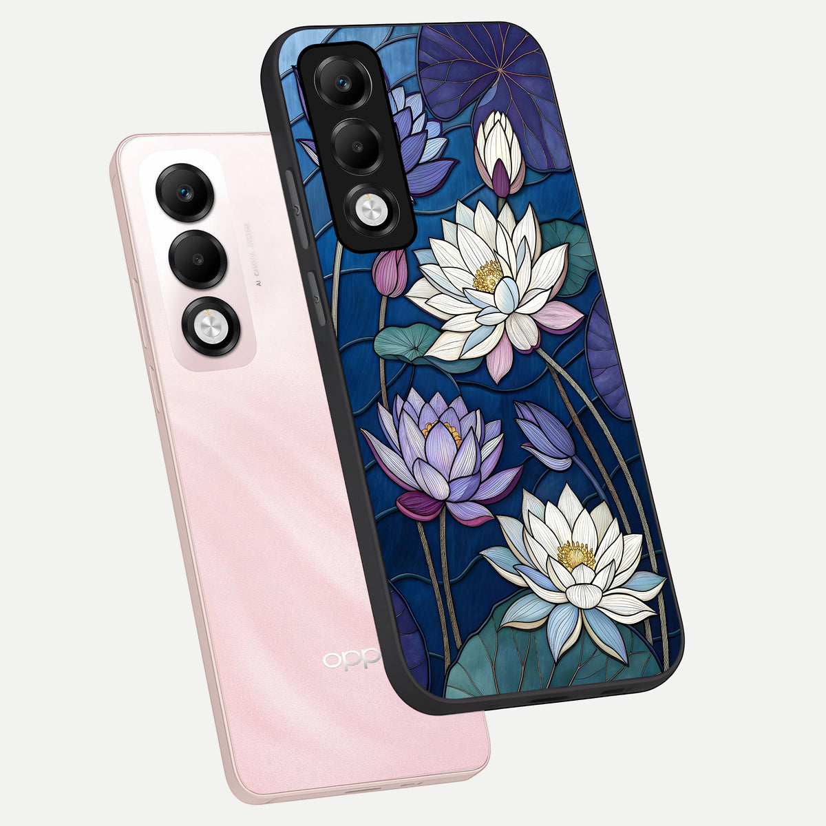  Purple Lotus Stained phone case For Oppo K13x 5G showing premium glass back cover with detailed artwork