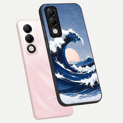  Rising Tide Power phone case For Oppo K13x 5G showing premium glass back cover with detailed artwork