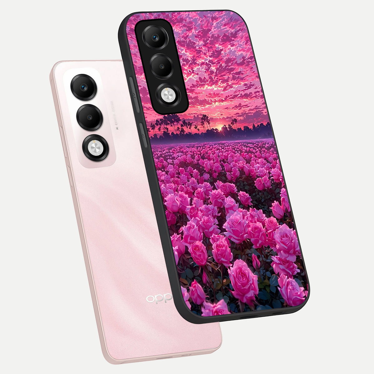  Rose Sunset Valley phone case For Oppo K13x 5G showing premium glass back cover with detailed artwork