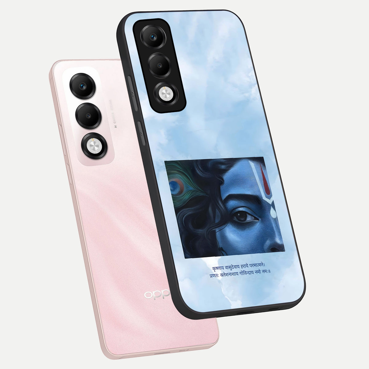  Spiritual Krishna phone case For Oppo K13x 5G showing premium glass back cover with detailed artwork