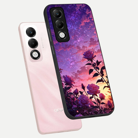  Starlit Rose Twilight phone case For Oppo K13x 5G showing premium glass back cover with detailed artwork