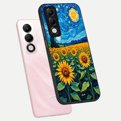  Starry Sunflower Dreams phone case For Oppo K13x 5G showing premium glass back cover with detailed artwork