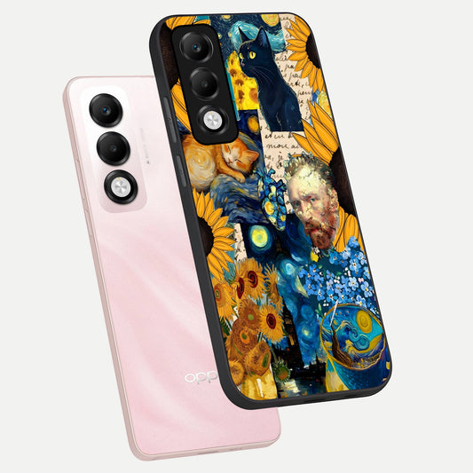  Sunflower Chic Mood Custom Name phone case For Oppo K13x 5G showing premium glass back cover with detailed artwork