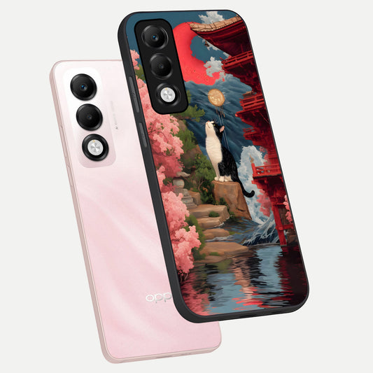  Temple Cat Scenery phone case For Oppo K13x 5G showing premium glass back cover with detailed artwork