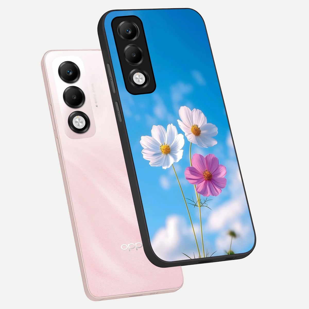  Tripple Flowers With Sky phone case For Oppo K13x 5G showing premium glass back cover with detailed artwork