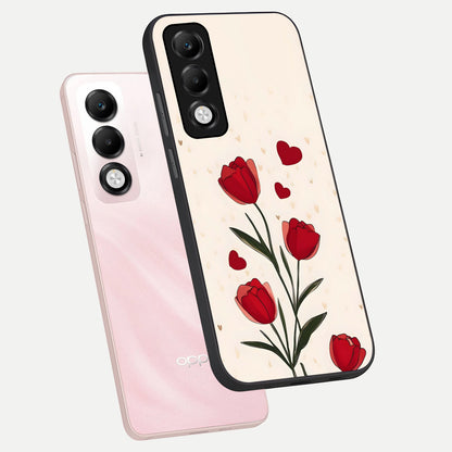  Tulip With Heart phone case For Oppo K13x 5G showing premium glass back cover with detailed artwork
