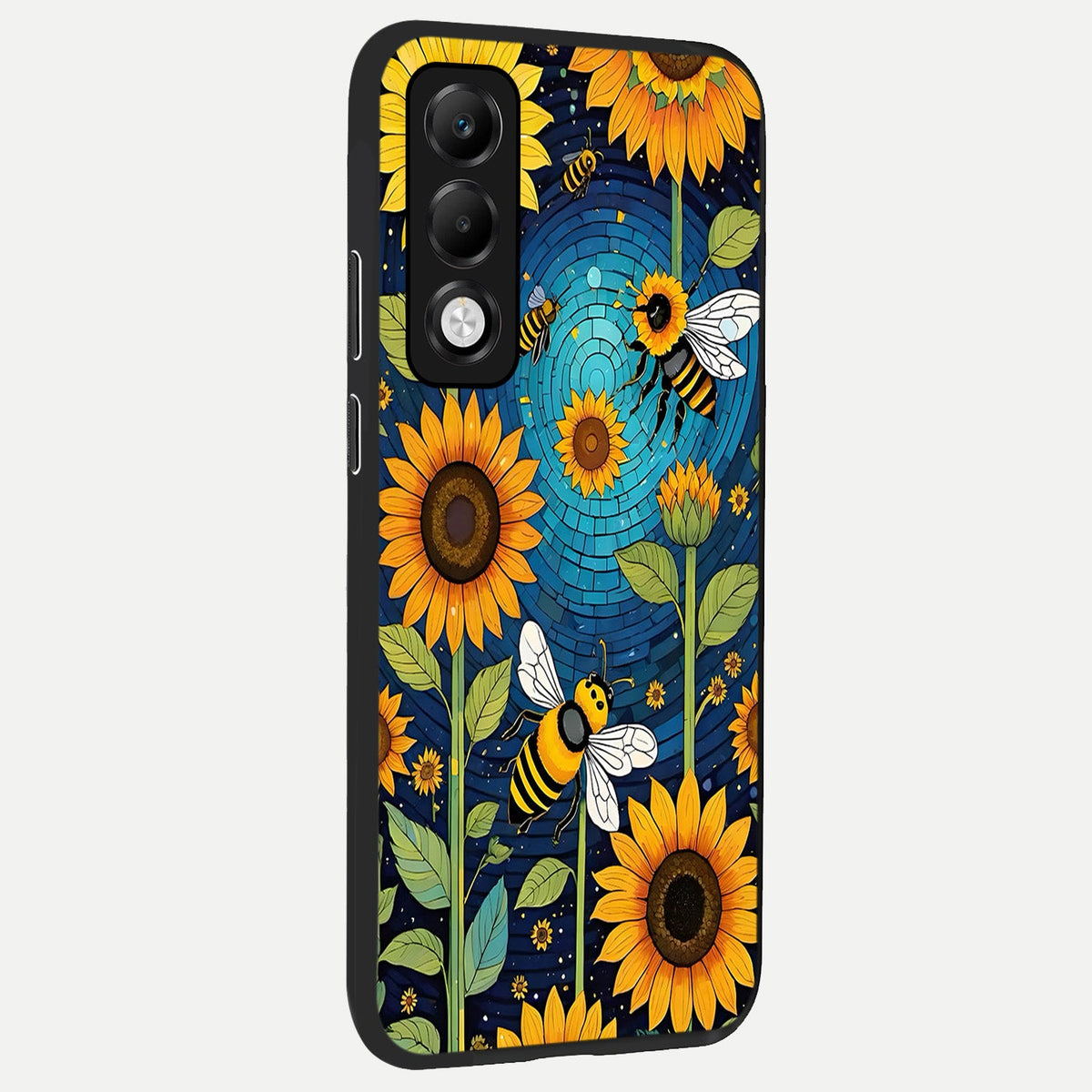  Bees And Sunflowers back cover For Oppo K13x 5G slim fit glass case with vibrant aesthetic design