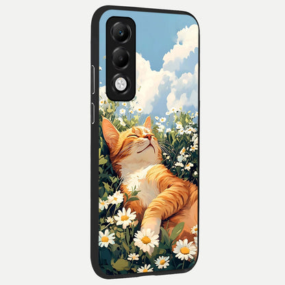  Cat And Flowers View back cover For Oppo K13x 5G slim fit glass case with vibrant aesthetic design
