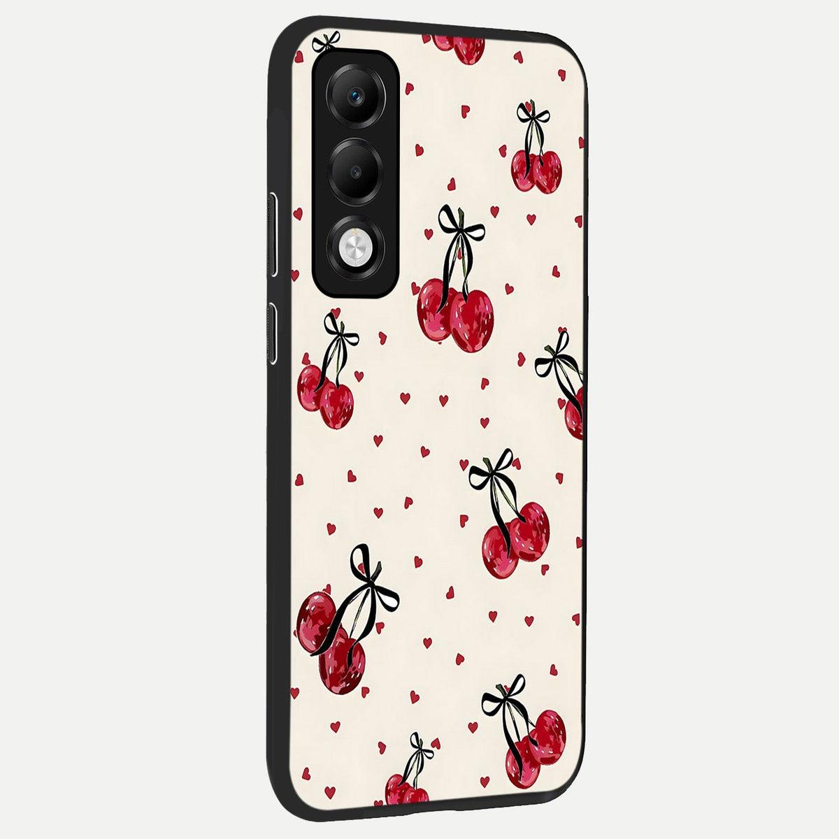  Cherry Heart Bow back cover For Oppo K13x 5G slim fit glass case with vibrant aesthetic design