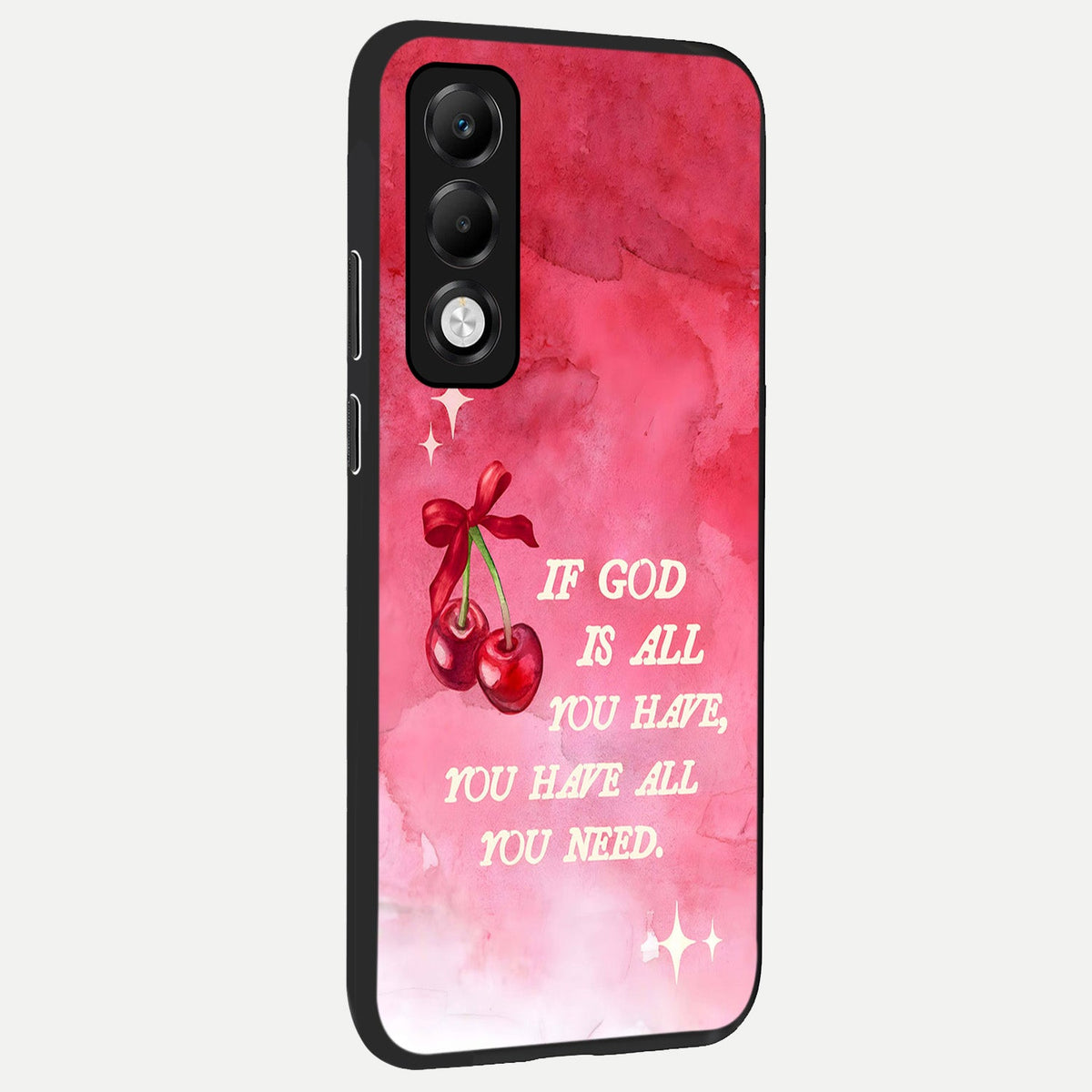  Cherry Quote back cover For Oppo K13x 5G slim fit glass case with vibrant aesthetic design