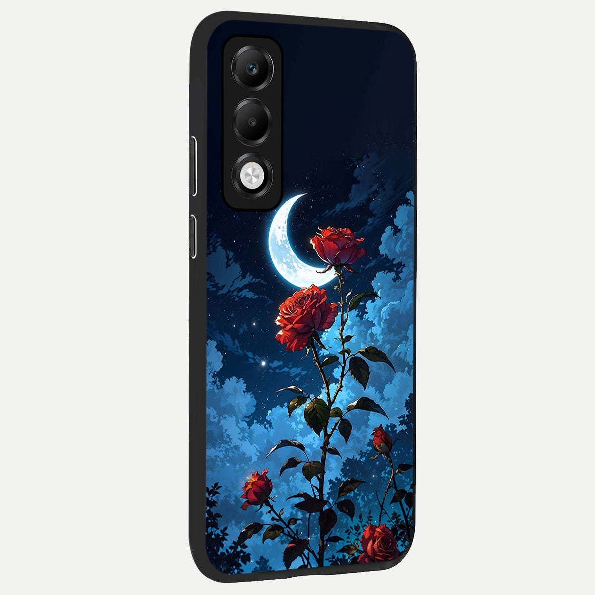  Crimson Rose Moon back cover For Oppo K13x 5G slim fit glass case with vibrant aesthetic design