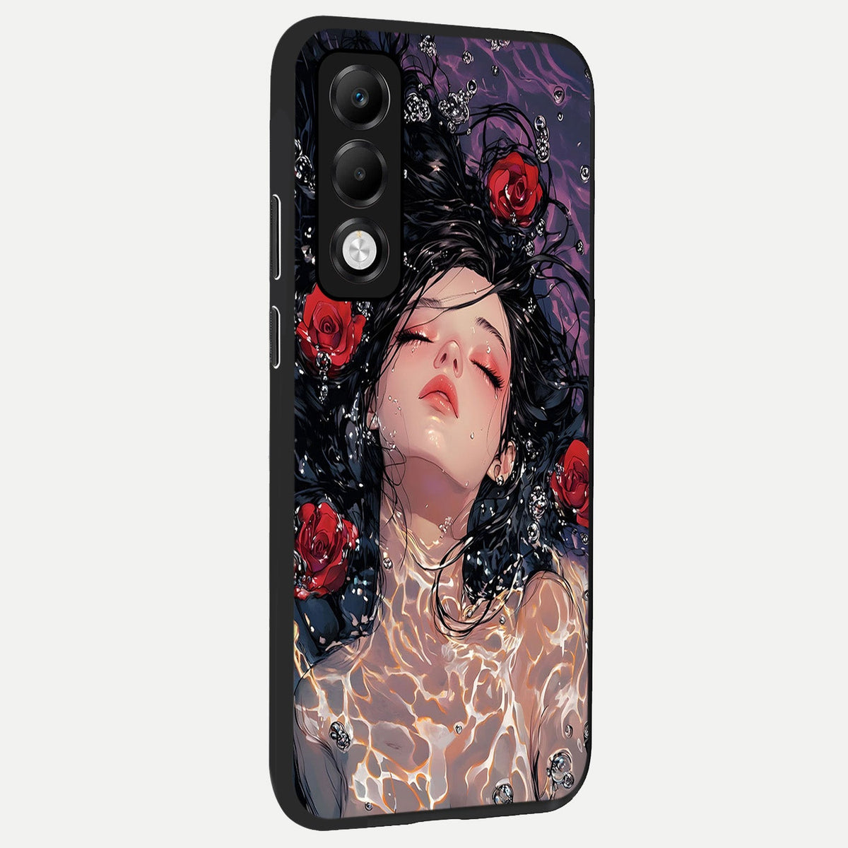  Crimson Rose Serenity back cover For Oppo K13x 5G slim fit glass case with vibrant aesthetic design