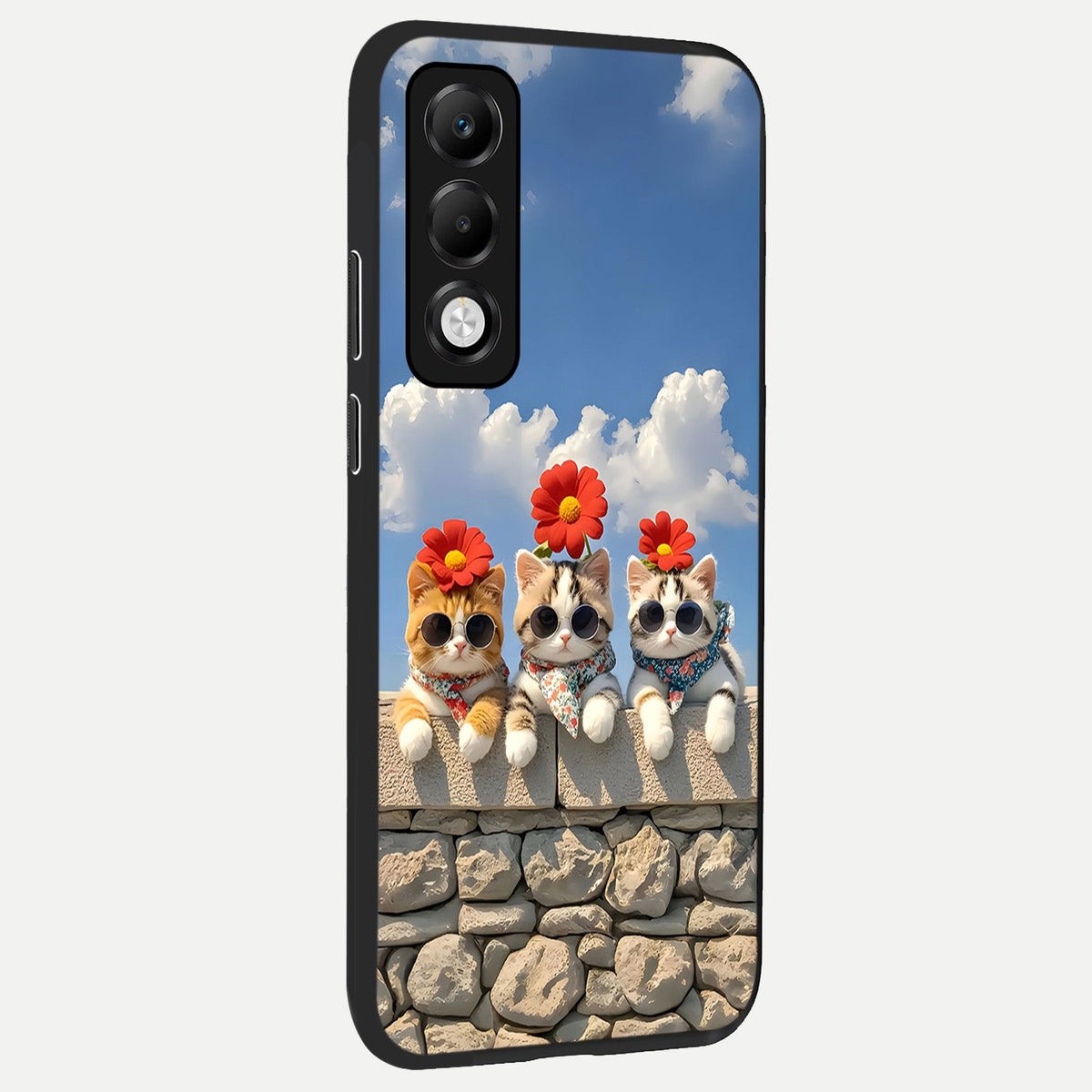  Floral Kitty Squad back cover For Oppo K13x 5G slim fit glass case with vibrant aesthetic design