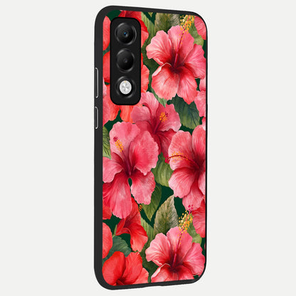  Hibiscus Pattern back cover For Oppo K13x 5G slim fit glass case with vibrant aesthetic design