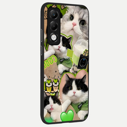  Matcha Cats Mood back cover For Oppo K13x 5G slim fit glass case with vibrant aesthetic design