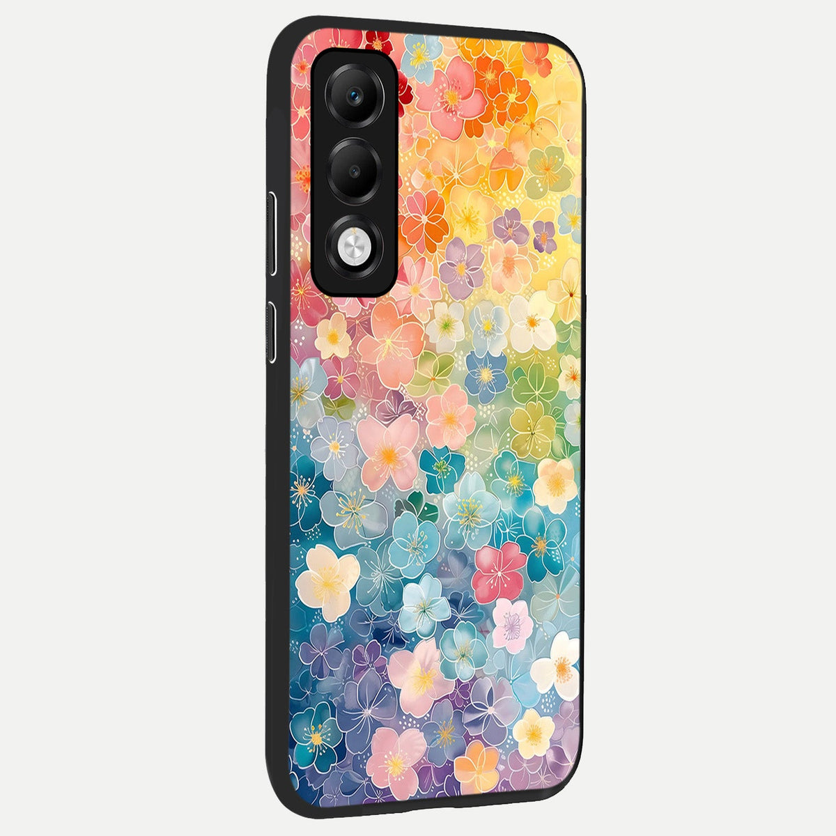  Rainbow Blossom Burst back cover For Oppo K13x 5G slim fit glass case with vibrant aesthetic design