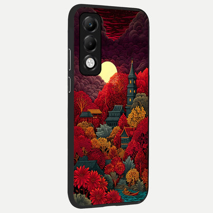  Scarlet Autumn Temple back cover For Oppo K13x 5G slim fit glass case with vibrant aesthetic design