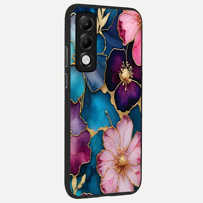  Sparkle Floral back cover For Oppo K13x 5G slim fit glass case with vibrant aesthetic design