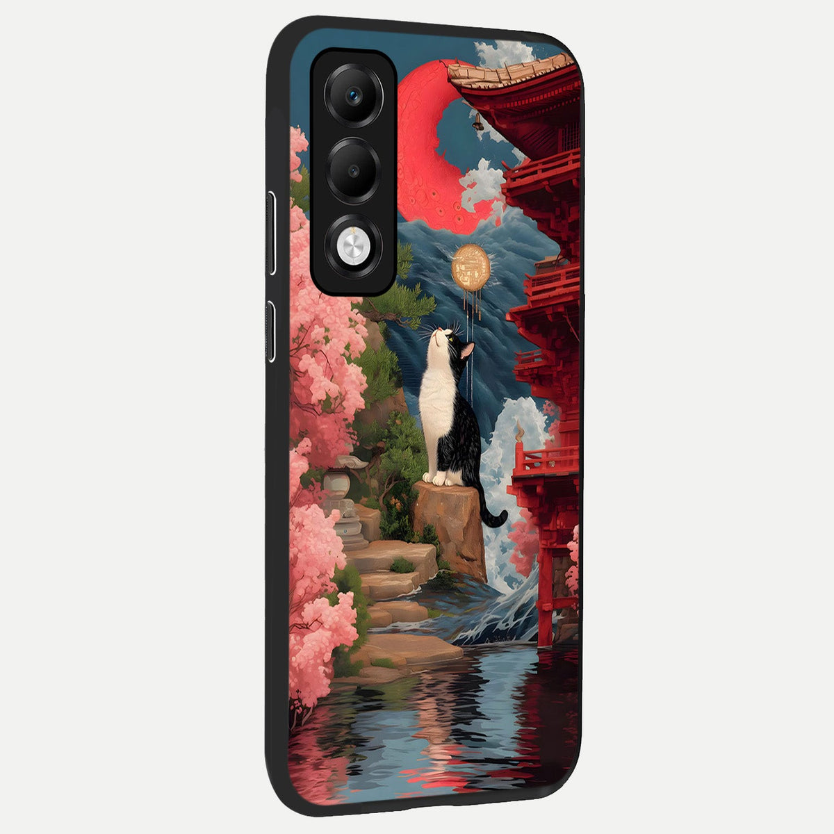  Temple Cat Scenery back cover For Oppo K13x 5G slim fit glass case with vibrant aesthetic design