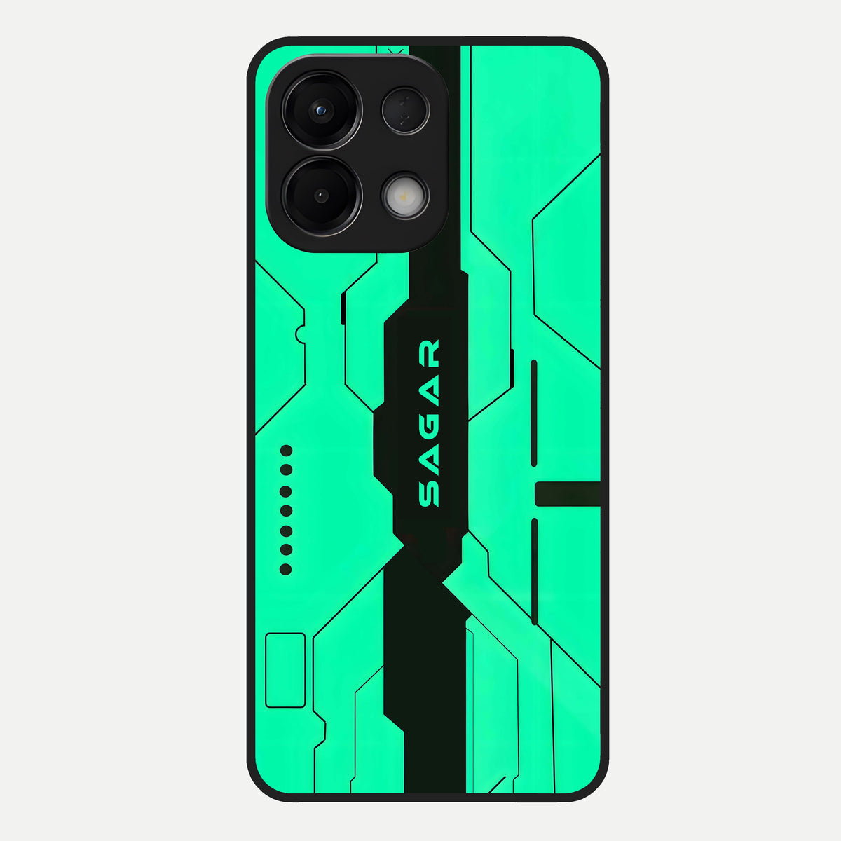  Aqua Tech CYBERPUNK Custom Name Glass Case For Oppo K13 5G back cover – full design glossy printed glass finish