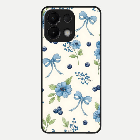  Blue Flower And Bow Glass Case For Oppo K13 5G back cover – full design glossy printed glass finish