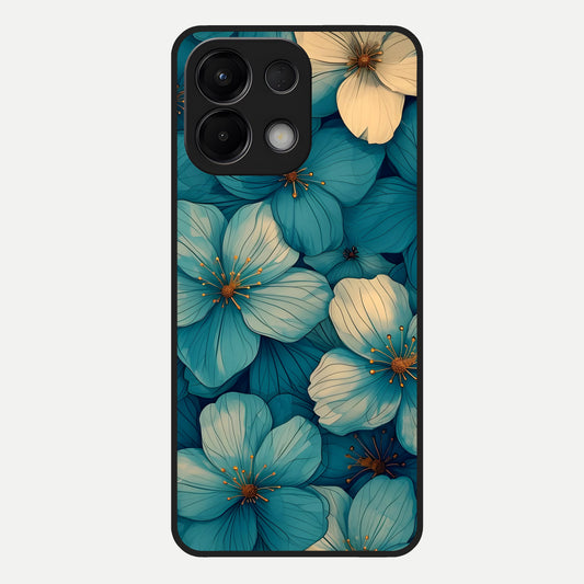  Blue Shade Floral Glass Case For Oppo K13 5G back cover – full design glossy printed glass finish