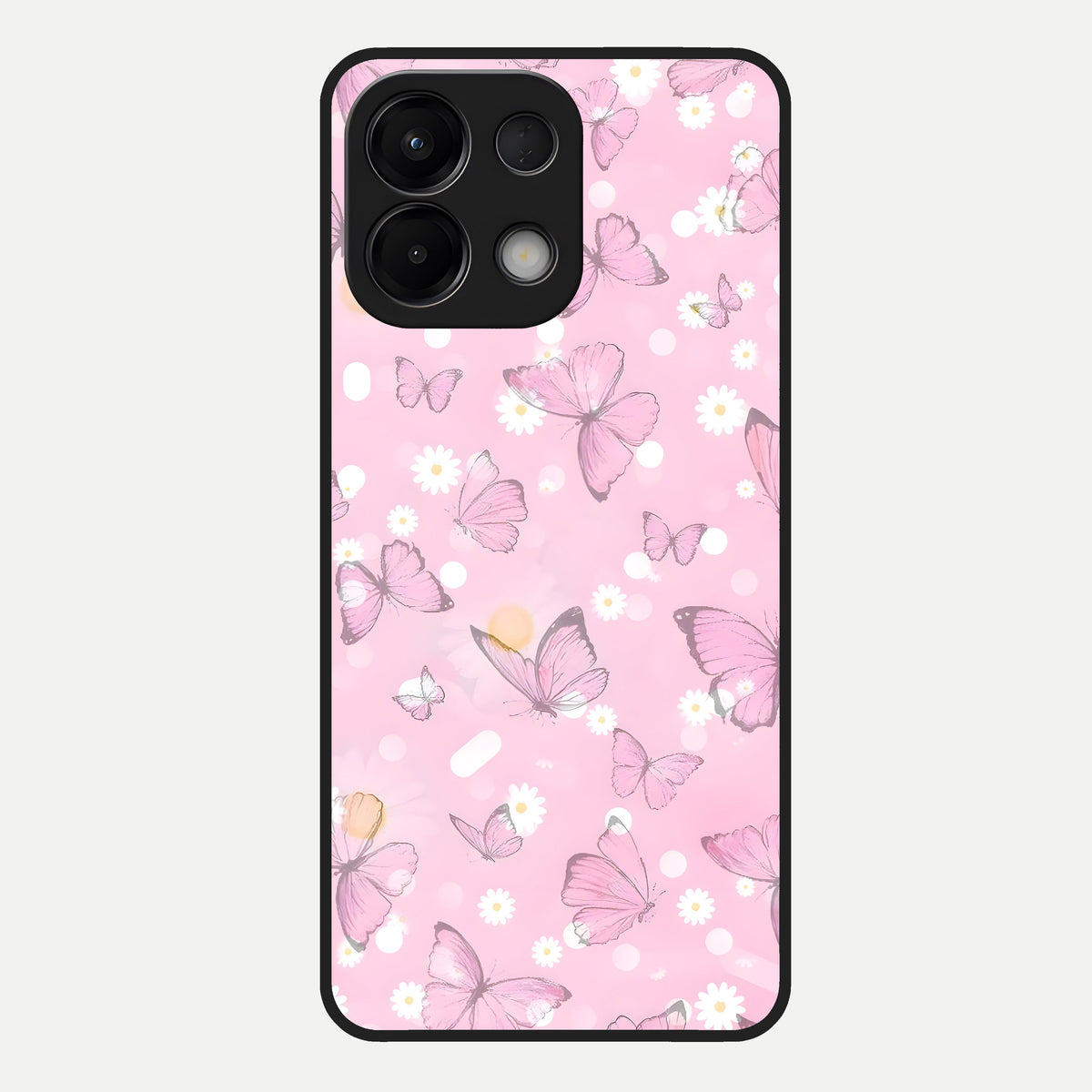  Blush Butterfly Garden Glass Case For Oppo K13 5G back cover – full design glossy printed glass finish