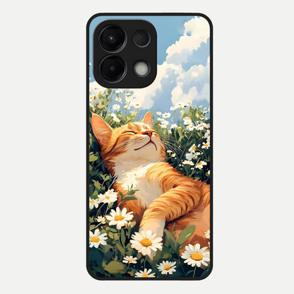  Cat And Flowers View Glass Case For Oppo K13 5G back cover – full design glossy printed glass finish