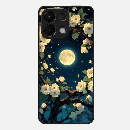  Celestial Moon And Flower Glass Case For Oppo K13 5G back cover – full design glossy printed glass finish