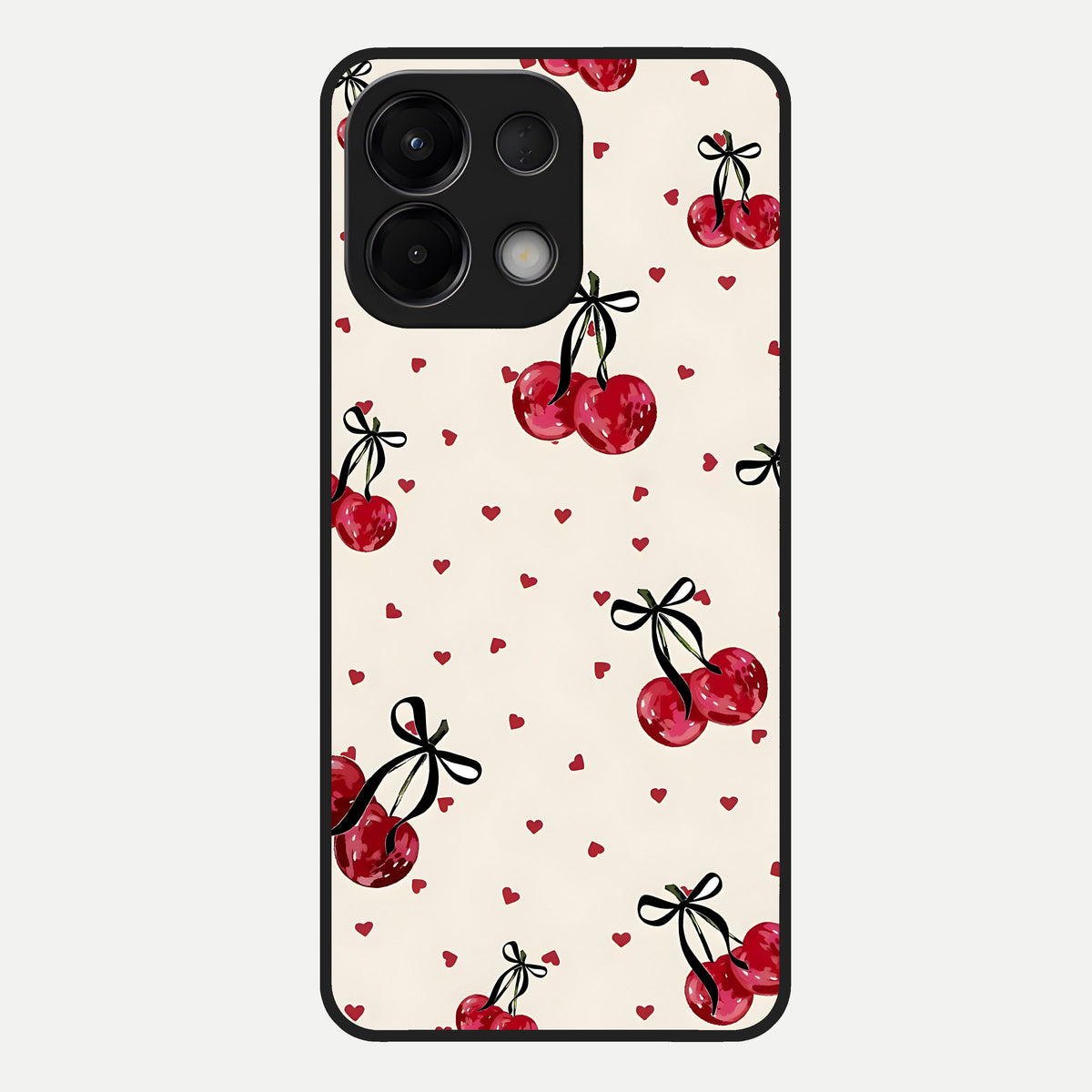  Cherry Heart Bow Glass Case For Oppo K13 5G back cover – full design glossy printed glass finish