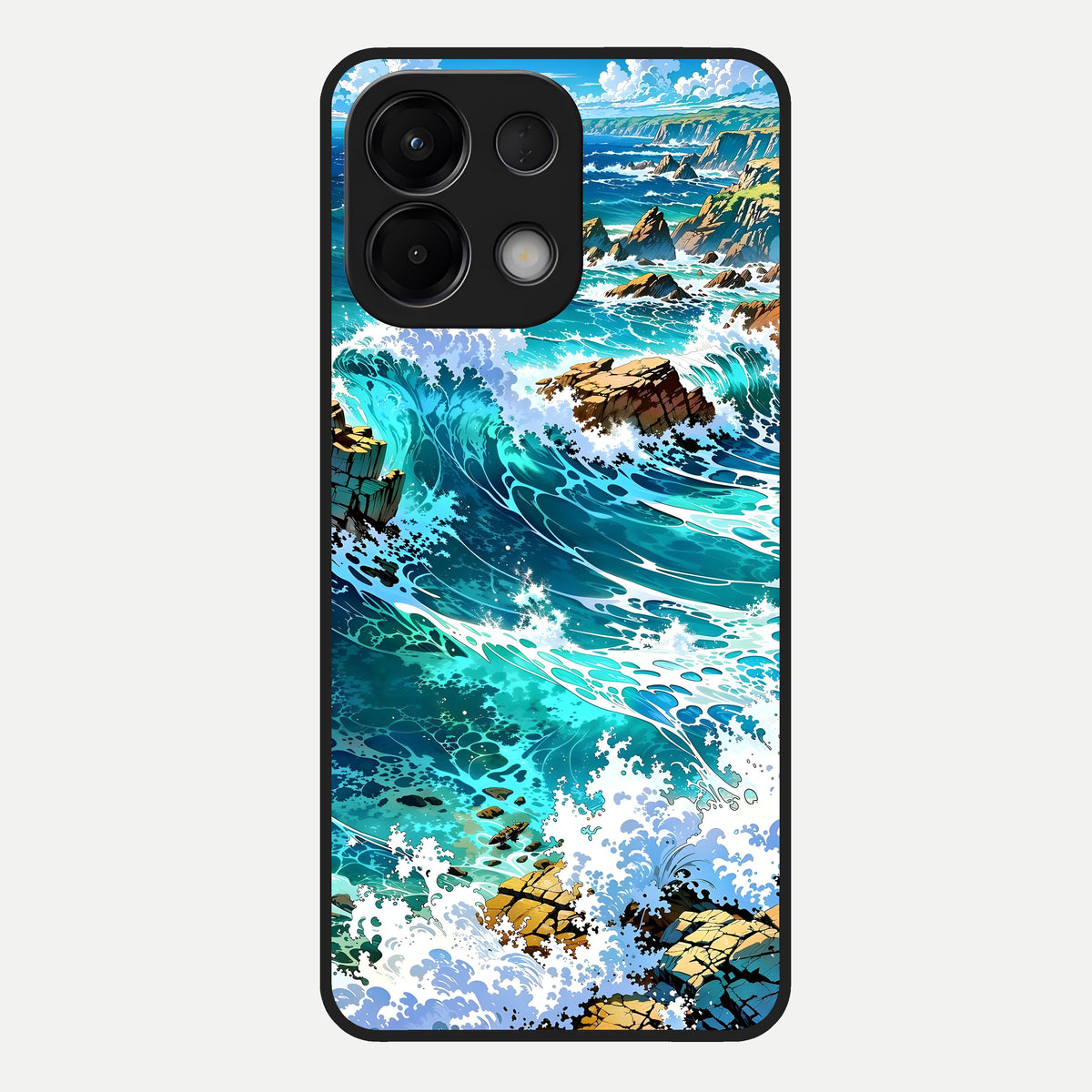  Coastal Blue Waves Glass Case For Oppo K13 5G back cover – full design glossy printed glass finish
