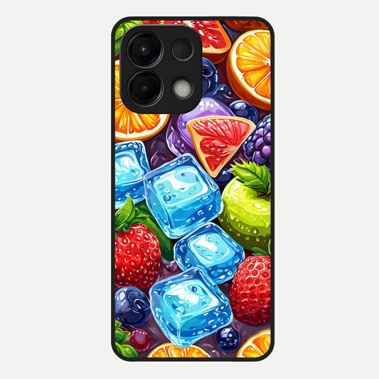  Colorful Fruits with Ice Glass Case For Oppo K13 5G back cover – full design glossy printed glass finish