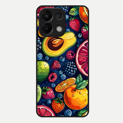 Cute Fruits Art Glass Case For Oppo K13 5G back cover – full design glossy printed glass finish